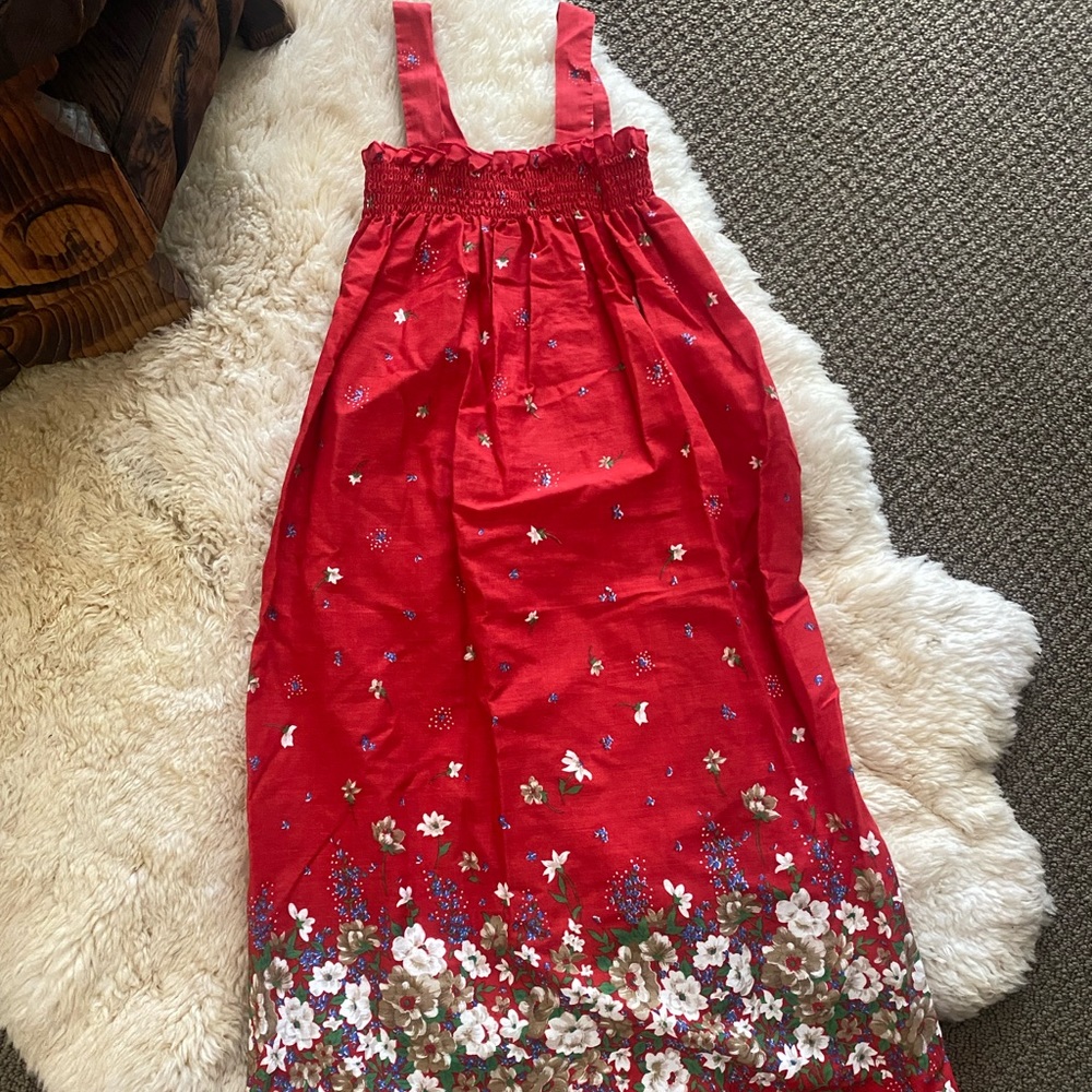 Vintage daisy floral print tank scrunch dress